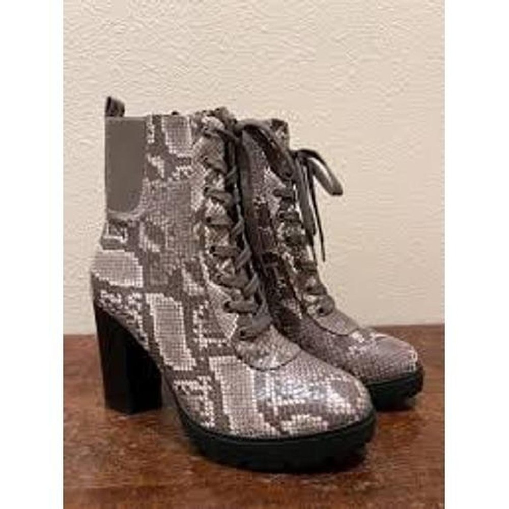 Refresh 8 Snakeskin Chunky Heel Booties